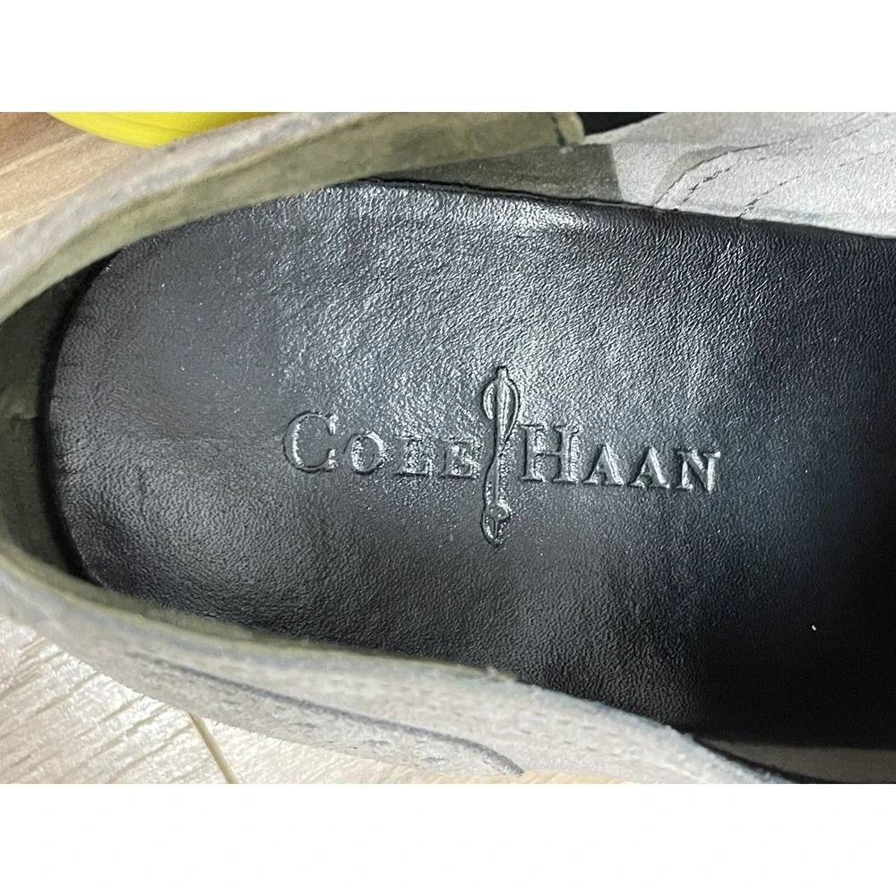 Cole Haan Preppy Lunargrand Lunarlon  Suede Gray Yellow Men Oxford Shoes Sz 12 M